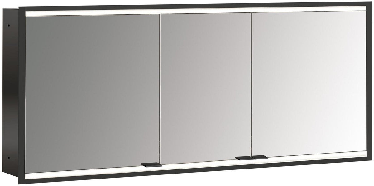 EMCO prime 2 LED-Lichtspiegelschrank 1600 mm, 3-türig, Unterputz, Aluminium, Touchsensoren