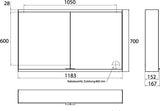 EMCO LED-Lichtspiegelschrank prime 2, 1200 mm, 2 Türen, Aufputz, Aluminium, IP20, mit Beleuchtung