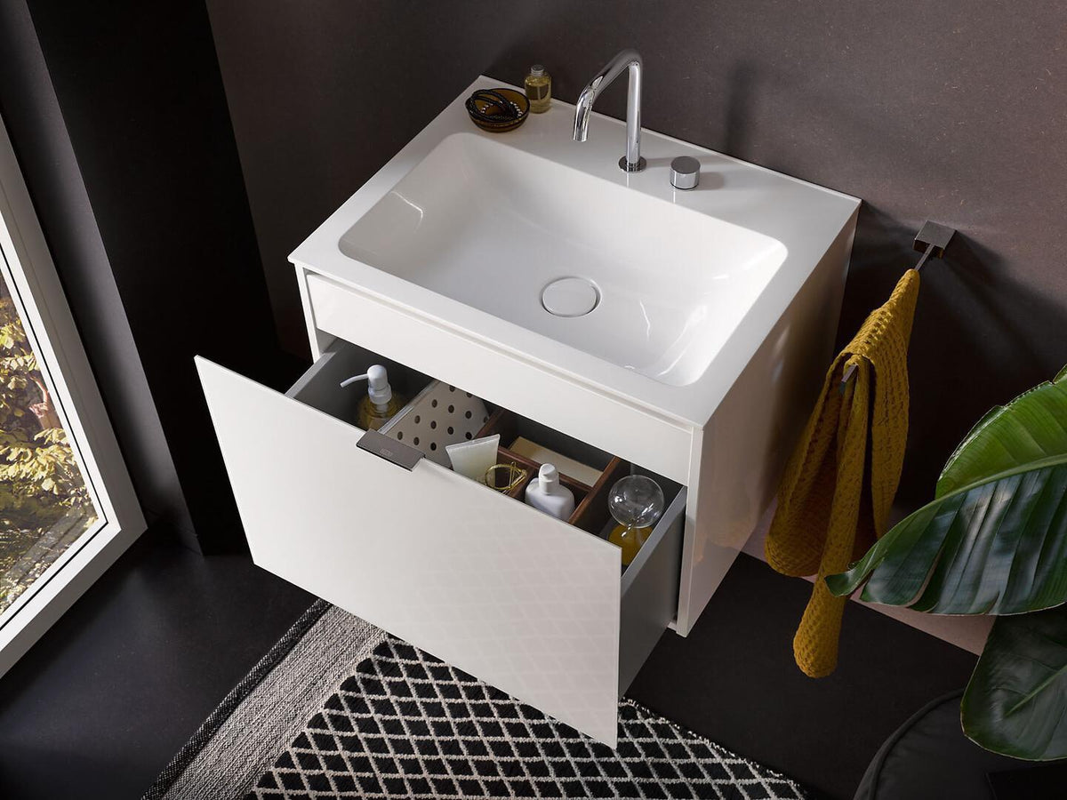 EMCO evo Waschtisch-Unterschrank 608 mm optiwhite mit 1 Auszug und Soft-Close