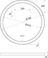 EMCO round LED-Rahmenspiegel 700 mm mit umlaufender Beleuchtung und Touch-Steuerung