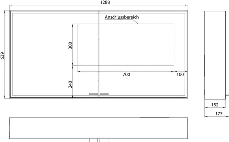 EMCO Lichtspiegelschrank prestige 2 1287 mm Aufputz 2-türig mit emco light system