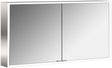 EMCO prime LED-Lichtspiegelschrank 1300 mm, 2-türig, Aufputz, Aluminium, Touchsteuerung