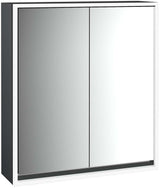 EMCO Lichtspiegelschrank LOFT 600 mm, 2-türig, Aufputz, Aluminium, LED, Touch-Bedienfeld
