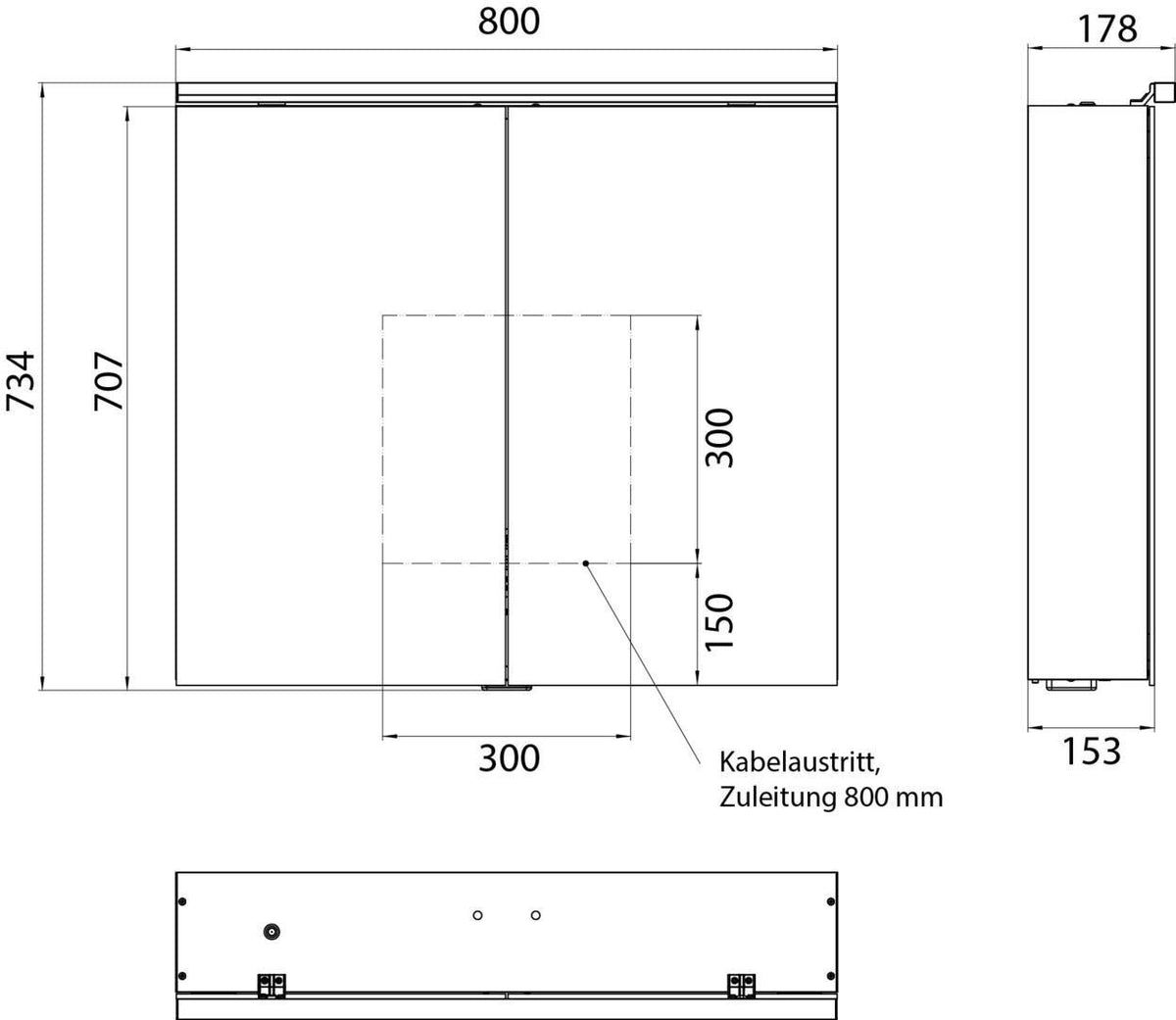 EMCO pure 2 Classic LED-Lichtspiegelschrank 800 mm, 2-türig, Aluminium, Aufputz, IP20, 18 W