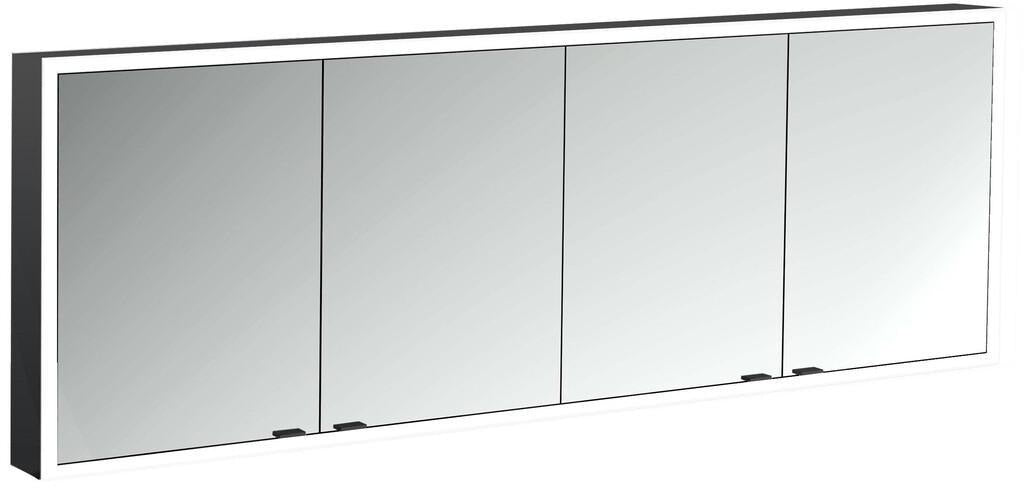EMCO prime LED-Lichtspiegelschrank 1800 mm, 4-türig, Aufputz, Aluminium, mit Touchsensoren