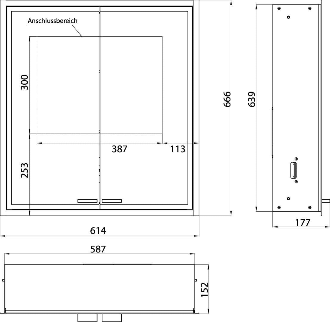 EMCO prestige 2 LED-Lichtspiegelschrank 615 mm Unterputz, 2-türig, Aluminium, stufenlose Lichtsteuerung