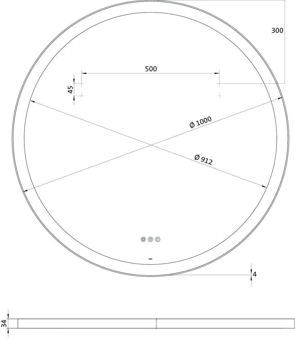 EMCO LED-Rahmenspiegel round – 600 mm, schwarzer Stahlrahmen, umlaufende Beleuchtung
