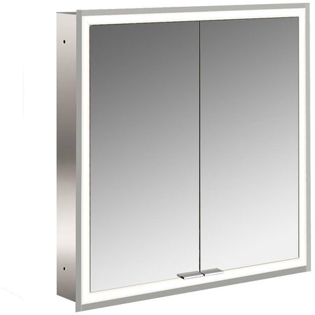 EMCO prime LED-Lichtspiegelschrank 600 mm, 2 Türen, Unterputz, alu eloxiert