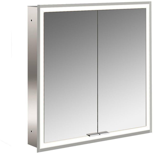 EMCO prime LED-Lichtspiegelschrank 600 mm, 2 Türen, Unterputz, alu eloxiert