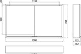 EMCO LED-Lichtspiegelschrank prime 1300 mm, 2 Türen, Aufputz, Aluminium, IP20