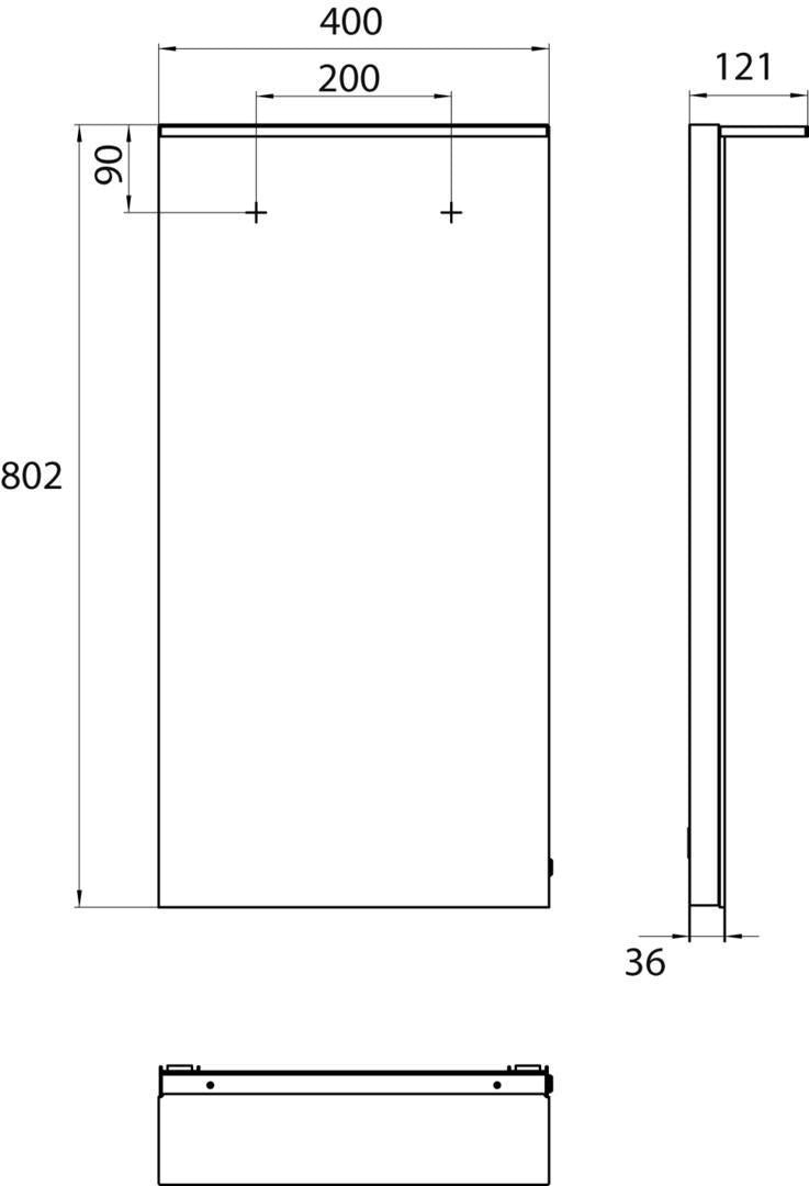 EMCO LED-Lichtspiegel MI 200 20004 mit Sensorschalter 400x802 mm – Acryl-Lichtsegel, Aluminiumrahmen