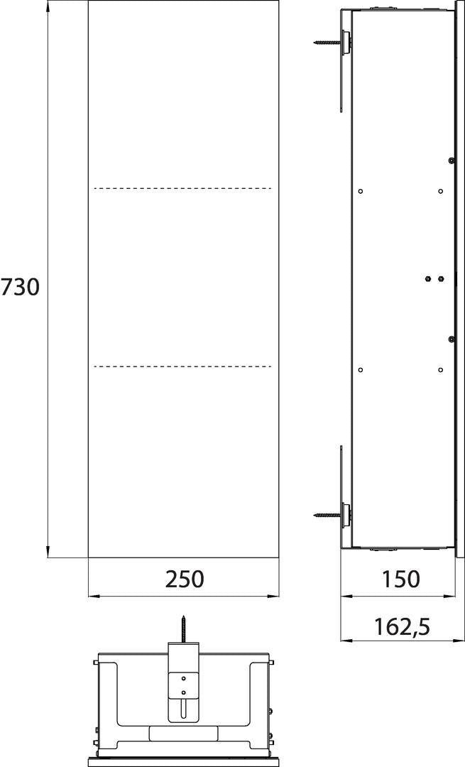 EMCO asis pure Schrankmodul Unterputz, Anschlag rechts, 730 mm, weiß – mit 2 Glasablagen
