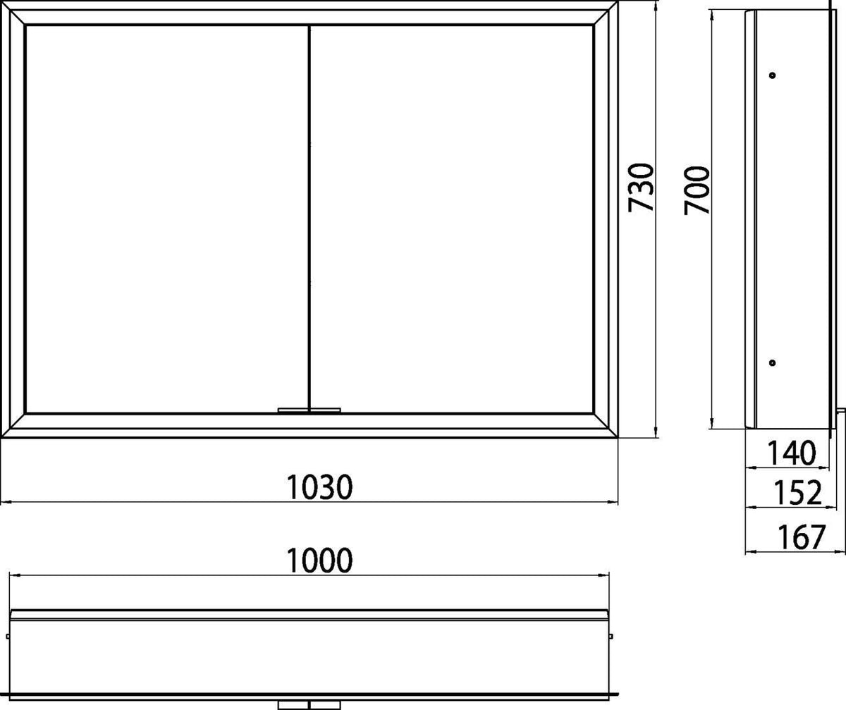EMCO Lichtspiegelschrank prime 1000 mm, 2 Türen, Unterputz, LED, schwarz