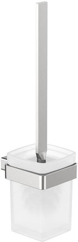 EMCO Toilettenbürstengarnitur loft 01600 – Wandmodell mit satiniertem Kristallglas und Edelstahl-Optik