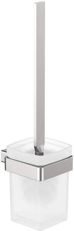 EMCO Toilettenbürstengarnitur loft 01600 – Wandmodell mit satiniertem Kristallglas und Edelstahl-Optik