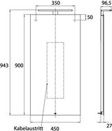 EMCO LED-Lichtspiegel mee mit Sensor-Schalter, 450 x 924 mm, IP 44, rechteckig, Holzrahmen