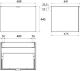 EMCO evo Waschtisch-Unterschrank 608 mm optiwhite mit 1 Auszug und Soft-Close