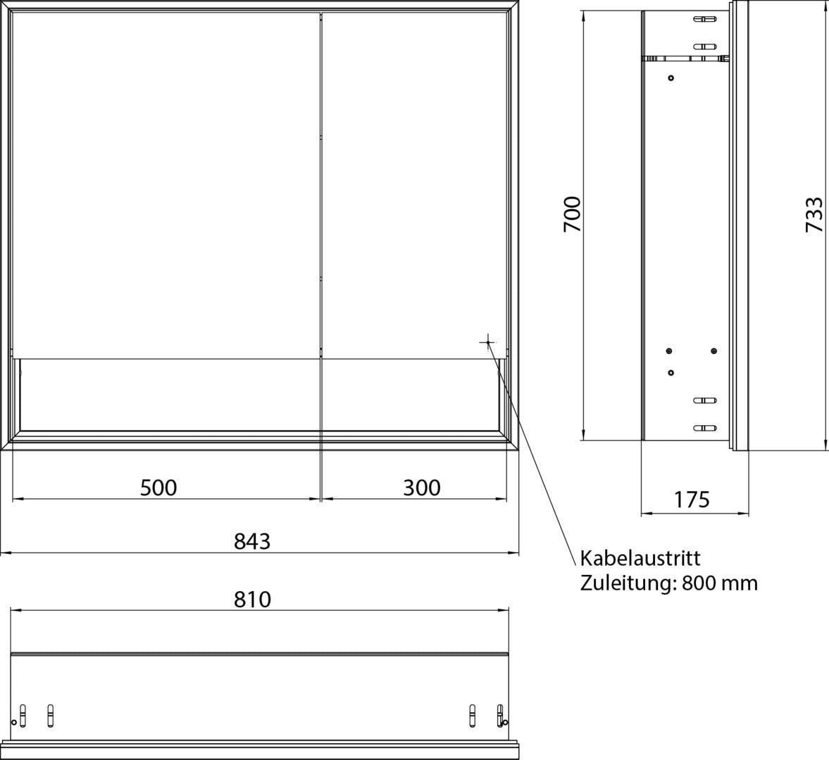 EMCO Lichtspiegelschrank loft 05211 Unterputz, 800 mm, 2 Türen, Aluminium, LED, Touch