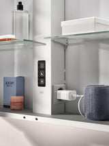 EMCO Lichtspiegelschrank flat 2 Design 800 mm, 2-türig, Aluminium, LED, Aufputz