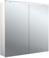 EMCO Flat 2 Classic LED-Lichtspiegelschrank 800 mm, 2-türig, Aluminium, Aufputz