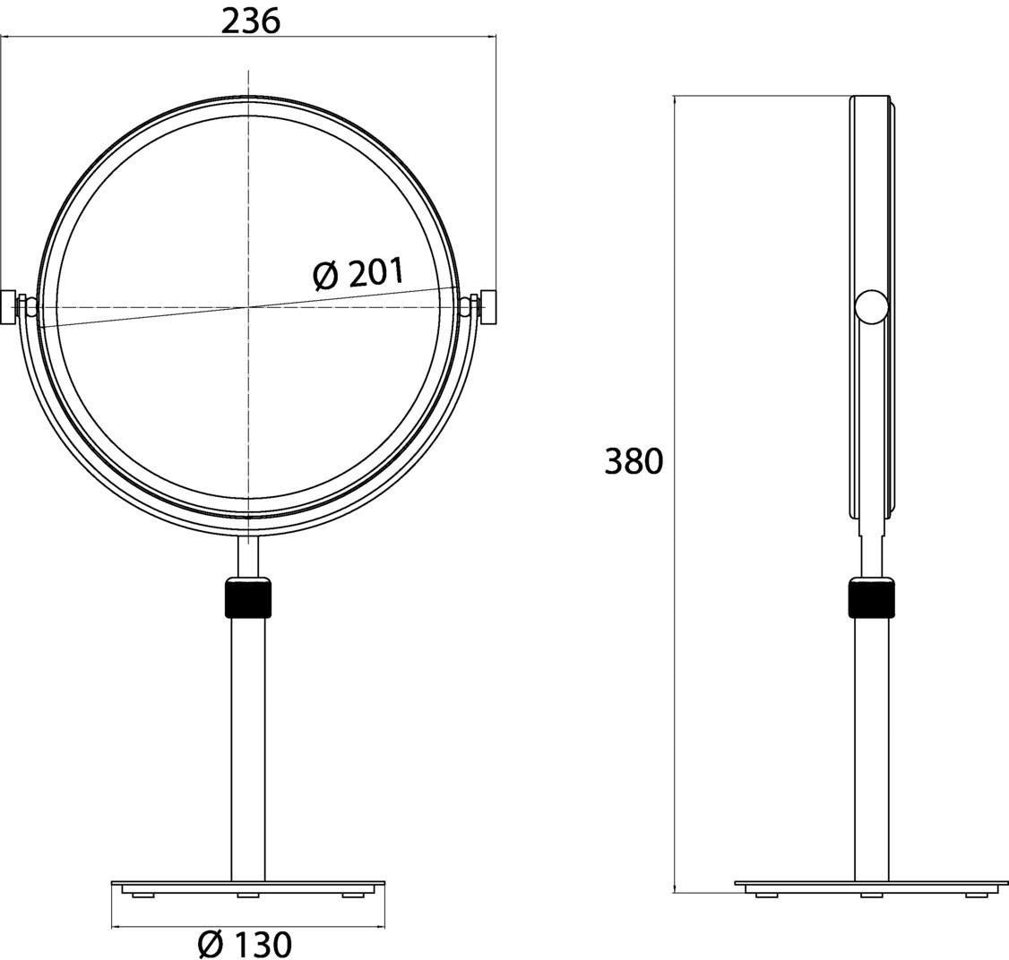 EMCO Kosmetikspiegel pure 00119 – 3-/1-fach, Standmodell, D: 201 mm, chrom