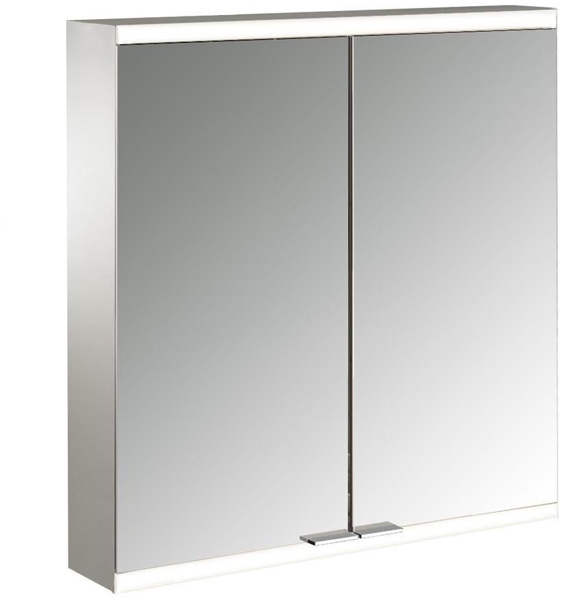 EMCO prime 2 LED-Lichtspiegelschrank, 600 mm, 2-türig, Aufputz, Aluminium, mit Touchsensoren