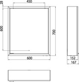 EMCO prime LED-Lichtspiegelschrank 600 mm Aufputz, Türanschlag rechts, Aluminium