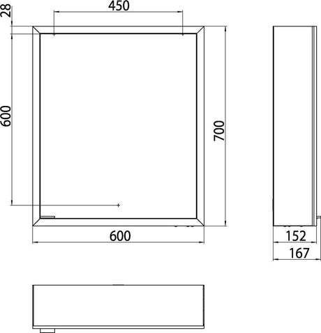 EMCO prime LED-Lichtspiegelschrank 600 mm Aufputz, Türanschlag rechts, Aluminium