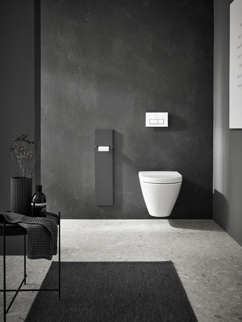 EMCO asis pure WC-Modul Unterputz, Anschlag rechts, 730 mm, weiß – mit WC-Bürste & Reserverollenhalter