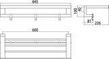 EMCO Bad Handtuchablage LOFT mit Badetuchhalter 600 mm, 3 abnehmbare Haken, Chrom
