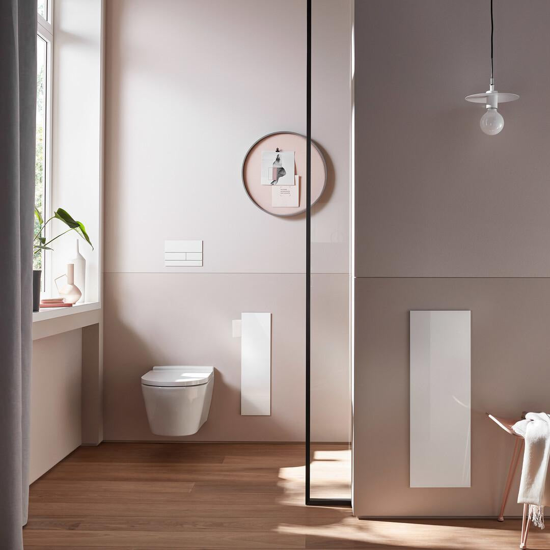 EMCO asis pure WC-Modul Unterputz 600 mm, Anschlag rechts, Glasfront weiß Glanz