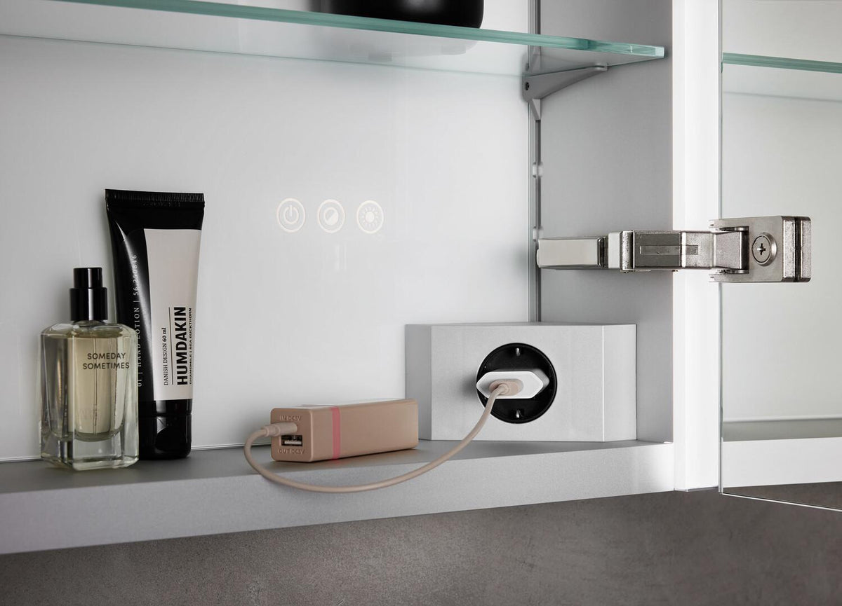 EMCO Lichtspiegelschrank prime 3 600 mm Unterputz, 1 Tür, Anschlag links, Aluminium