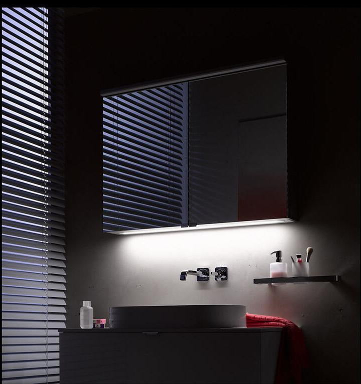 EMCO Lichtspiegelschrank flat LED 1000 mm, 2 Türen, Aluminium, Waschtischbeleuchtung