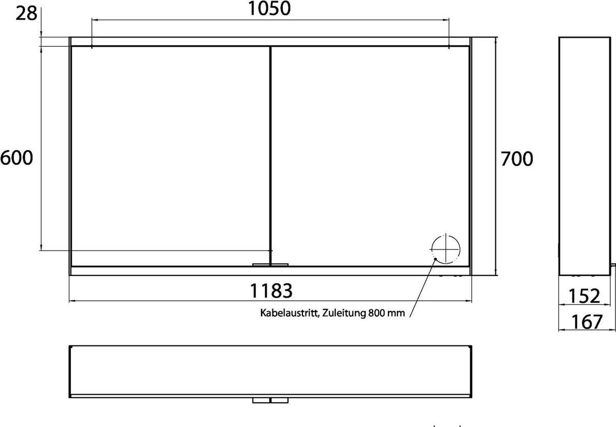 EMCO LED-Lichtspiegelschrank prime 2 1200 mm Aufputz mit 2 Türen, Aluminium, IP20, dimmbar