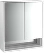 EMCO Bad Lichtspiegelschrank loft 05204 Aufputz, 2-türig, 600 mm, Aluminium, LED, Touch-Bedienfeld