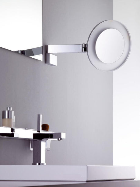 EMCO LED-Rasier- und Kosmetikspiegel prestige, rund, 5-fach, Wandmodell, Spiralkabel, chrom