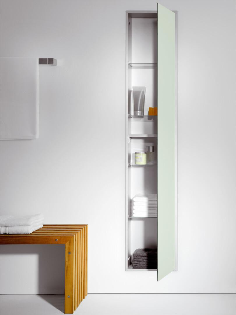 EMCO Schrankmodul asis 300 Unterputz 1584 mm alu/Spiegel mit LED-Beleuchtung