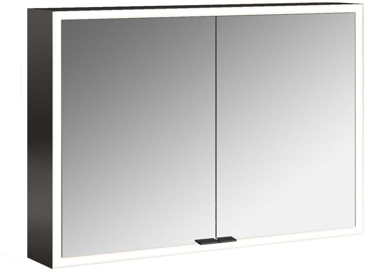 EMCO LED-Lichtspiegelschrank prime 1000 mm, 2 Türen, Aufputz, IP20, dimmbar, schwarz