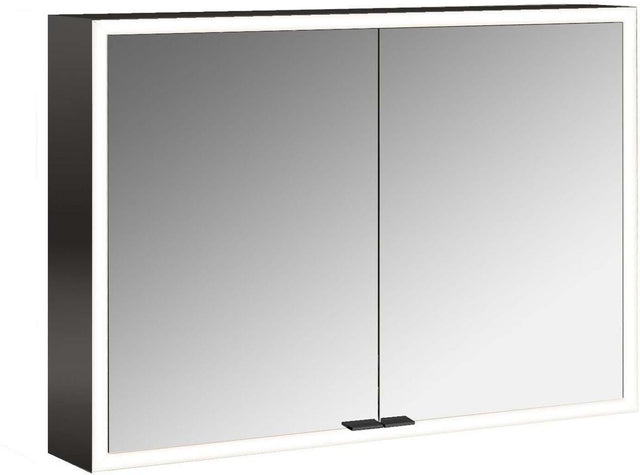 EMCO LED-Lichtspiegelschrank prime 1000 mm, 2 Türen, Aufputz, IP20, dimmbar, schwarz