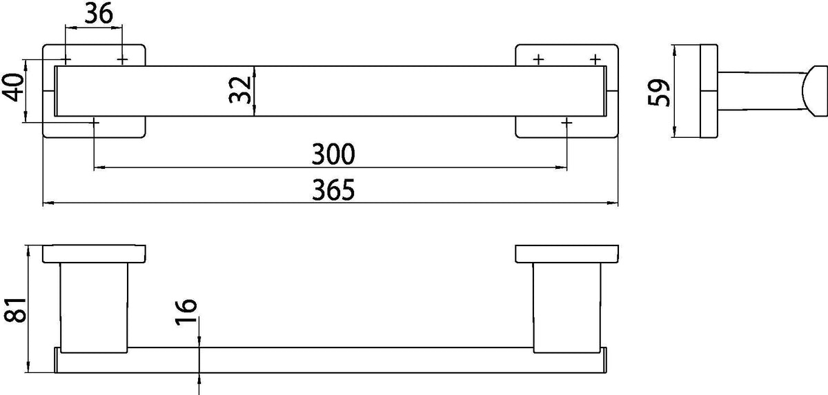 EMCO Haltegriff LOFT 300 mm chrom – Wandmontage, Messing, 6 Befestigungspunkte