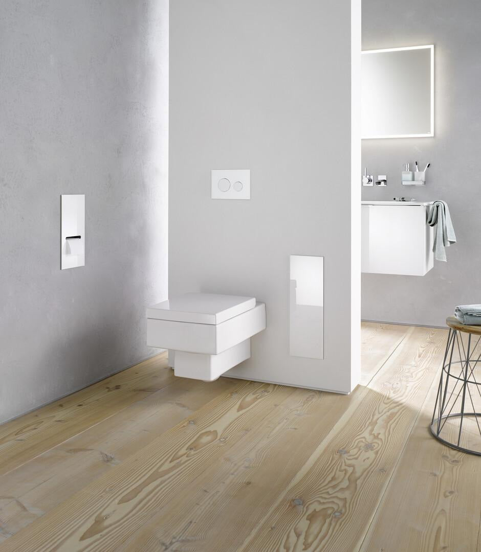 EMCO WC-Papier-Modul asis 2.0 Unterputz, Anschlag links, 346 mm, Glas optiwhite
