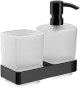 EMCO Glashalter/Seifenspender loft 00100 – 2 Gläser, satiniertes Kristallglas, Chrom, Wandmontage
