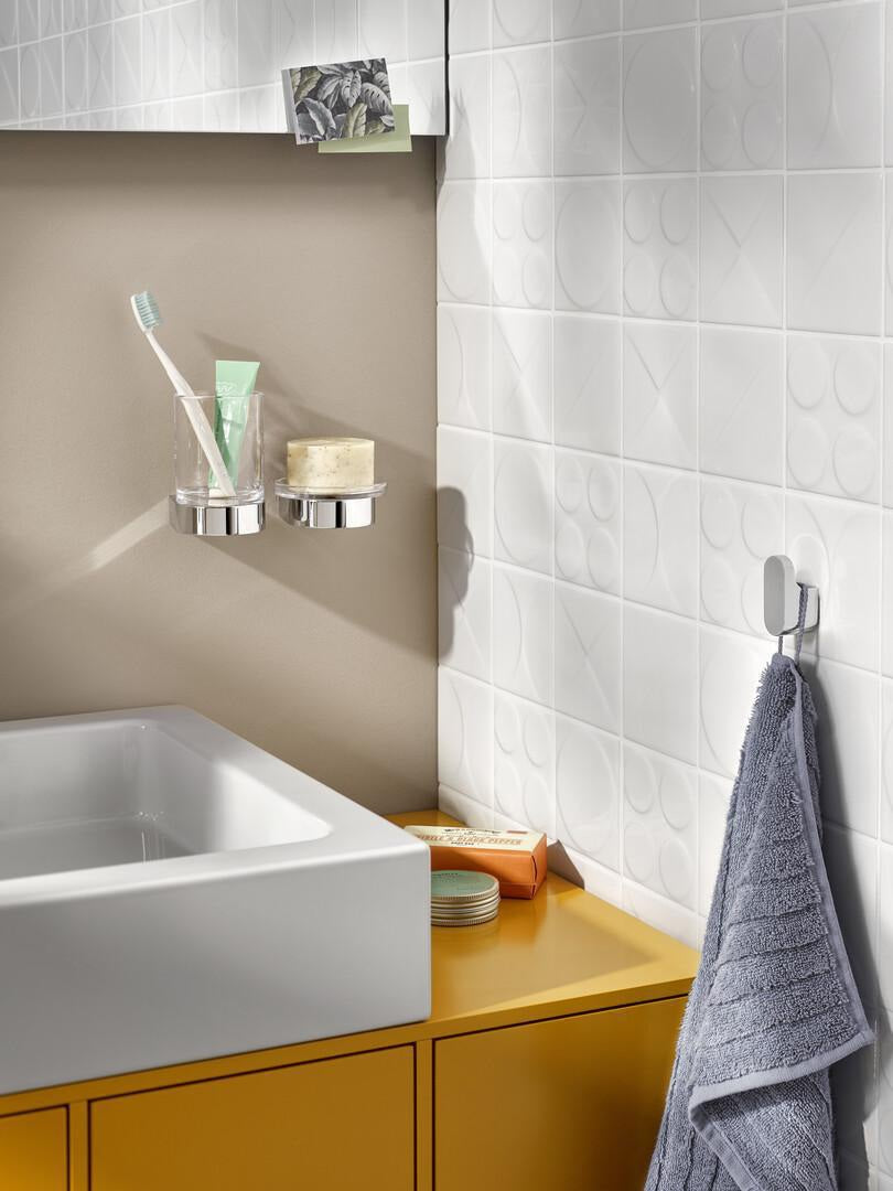 EMCO Seifenhalter flow 00100 – Kristallglas-Schale, verchromt, Wandmontage