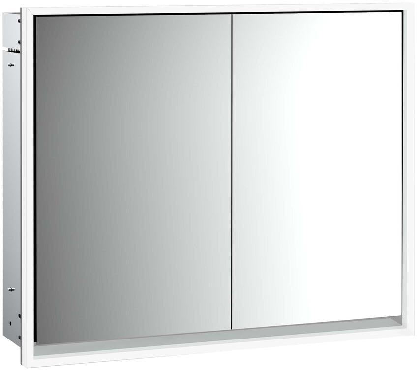 EMCO Bad Lichtspiegelschrank LOFT Unterputz 800 mm, 2-türig, Aluminium, umlaufende LED-Beleuchtung