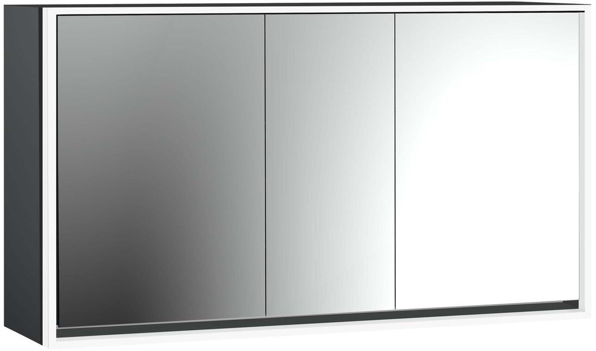 EMCO LOFT LED-Lichtspiegelschrank 1600 mm, 3-türig, Aufputz, Aluminium