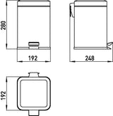 EMCO Abfallbehälter system2 00005 Standmodell, eckig, 5 l, Edelstahl, mit Fußbedienung