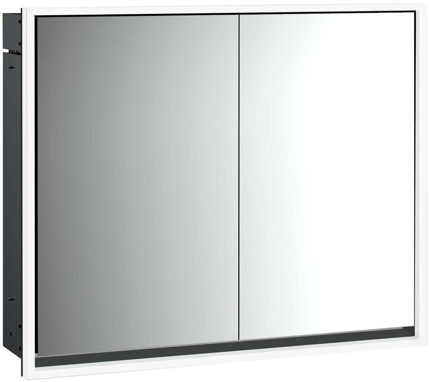 EMCO Bad Lichtspiegelschrank LOFT Unterputz 800 mm, 2-türig, Aluminium, umlaufende LED-Beleuchtung