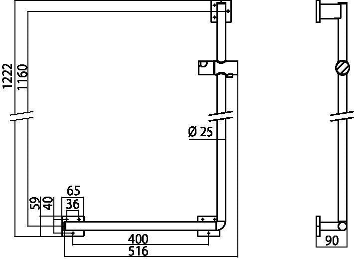 EMCO Duschreling System 2 für Einhängesitz, links, chrom – mit Brausehalter & Brausestange