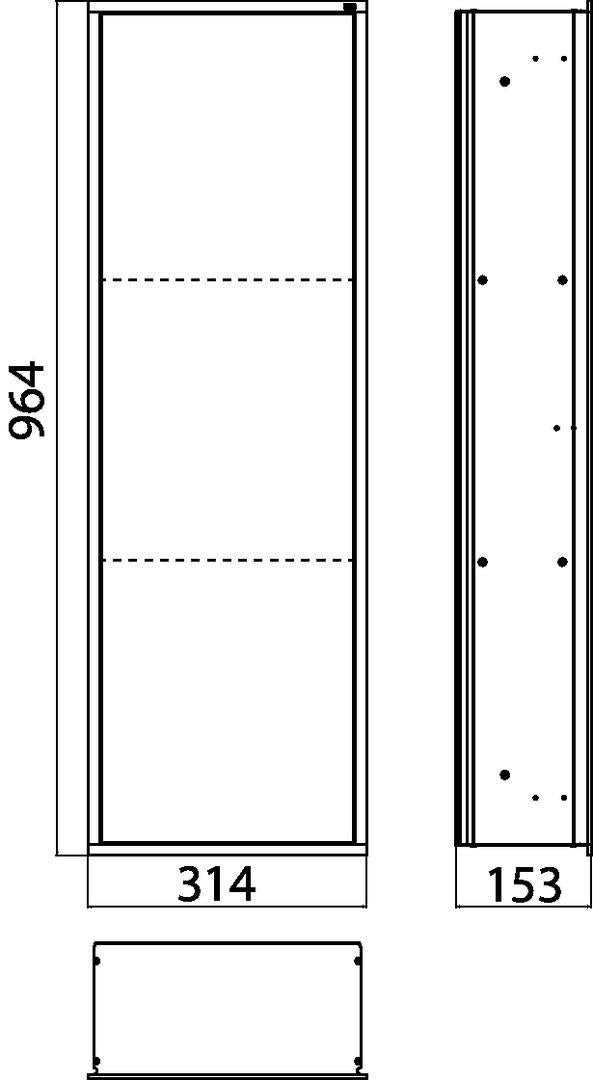 EMCO asis 300 Schrankmodul Unterputz 964 mm mit Glastür und Aluminiumablagen