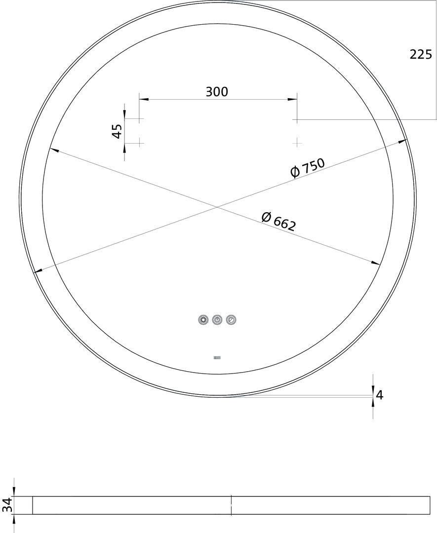 EMCO LED-Rahmenspiegel round – 600 mm, schwarzer Stahlrahmen, umlaufende Beleuchtung